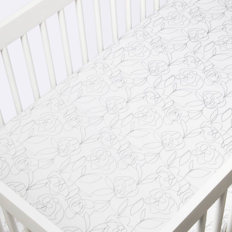 Fitted Crib Sheet - Cloud Island&#8482; Line Floral, 4 of 7