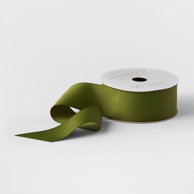 1.5" Grosgrain Fabric Ribbon Deep Sage 36ft - Wondershop™