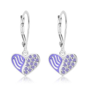 Chanteur Hypoallergenic Kids Jewelry Accessories Heart CZ White Gold Palladium Plating Earrings leverback is made from 925 Sterling silver - 1 of 1