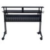 HomeRoots 47" Black Wood and Metal Rolling Computer Desk - 4 of 4