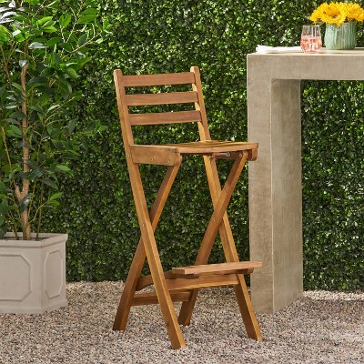 Natural Eucalyptus Wood Foldable Outdoor Bar Stool