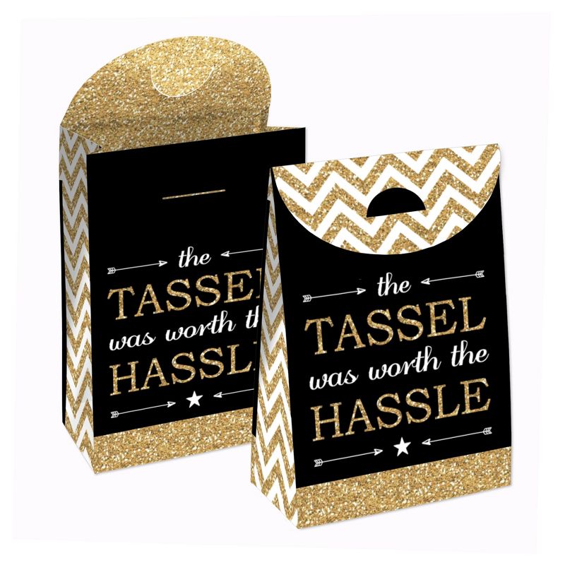 Big Dot of Happiness Tassel Worth The Hassle - Gold - Graduation Gift Favor Bags - Party Goodie Boxes - Set of 12, 1 of 10