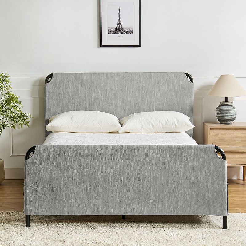Dennis 2 Piece Contemporary Bedroom Set With Bed Skirt Metal Bed Frame |ARTFUL LIVING DESIGN, 3 of 8