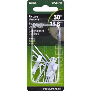 Hillman AnchorWire Steel-Plated White Standard Picture Hanger 30 lb 6 pk (Case of 10) - 1 of 1