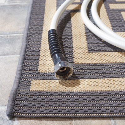 Gray Synthetic Stain-Resistant Outdoor Rug, 27" x 10"