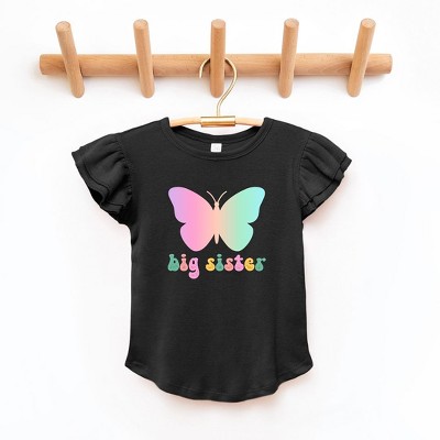 The Juniper Shop Big Sister Butterfly Toddler Flutter Sleeve Tee