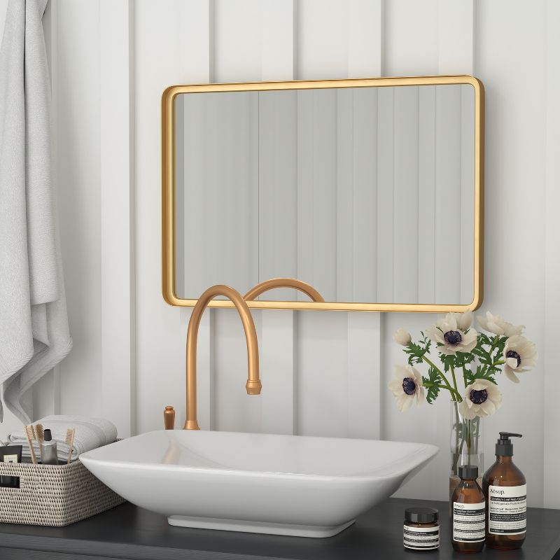 Flash Furniture Janinne 20"x30" Rectangle Gold Metal Deep Framed Wall Mirror - Large Accent Mirror for Bathroom, Entryway, Dining Room, & Living Room, 6 of 14