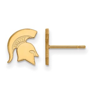 Black Bow Jewelry 14k Yellow Gold Michigan State Spartans NCAA Post Earrings - 1 of 3