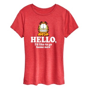 Women's - Garfield - Hello Can I Go Home Now Short Sleeve Graphic T-Shirt - 1 of 4