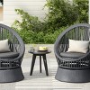 Outdoor Patio Wicker Lounge Chair, Wicker Chaise with Stylish Round Design, Lounge Chair with Iron Frame and PE Cushions-Coolbibila - 3 of 4