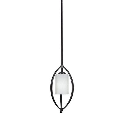 Toltec Lighting Marquise 1 - Light Pendant in  Dark Granite with 4" White Muslin Shade