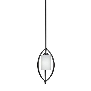 Toltec Lighting Marquise 1 - Light Pendant in  Dark Granite with 4" White Muslin Shade - 1 of 1