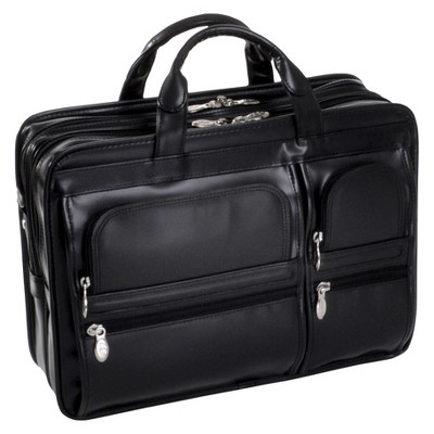 McKlein Hubbard 15" Leather Double Compartment Laptop Briefcase (Black)