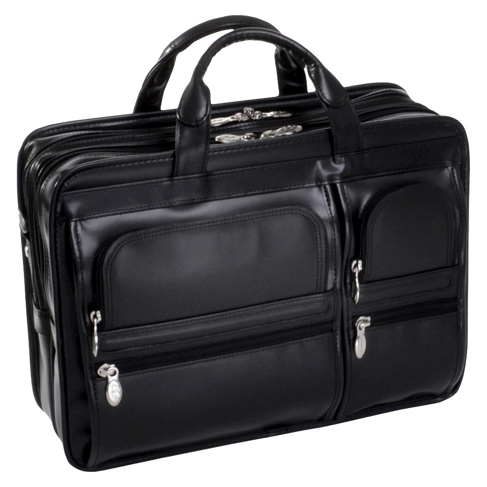 Photos - Business Briefcase McKlein Hubbard Leather Double Compartment Laptop Briefcase (Black)