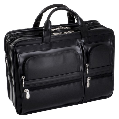 McKlein Hubbard Leather Double Compartment Laptop Briefcase (Black) - image 1 of 4