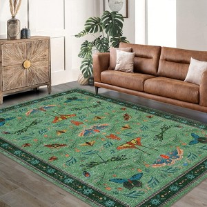 Washable Insect Runner Rug for Bedroom Kitchen Non Slip Rugs Whimsical Fantasy Boho Indoor Ultra Soft Rugs - 1 of 4