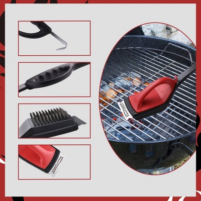 Royal Gourmet Red and Black Grill Cleaning Brush Set with Scraper