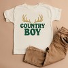 Country Boy Antlers Puff Print - Toddler Short Sleeve Graphic T-Shirt - 3 of 4