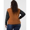 Agnes Orinda Women's Plus Size Fashion V Neck Cable Knit Sleeveless Pullover Casual Sweater Vests - 4 of 4