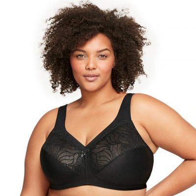 Glamorise Womens Lace Comfort Wonderwire Underwire Bra 9855 Black