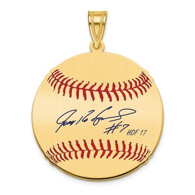 Black Bow Jewelry 14K Gold Plated Ivan Rodriguez Signature MD Enamel Baseball Pendant