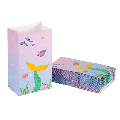 Blue Panda 36-Pack Under the Sea Design Mermaid Paper Party Favor Bags, Small Gift Bags 5.2 x 8.7 x 3.3 In