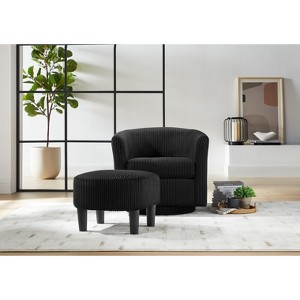 Kumasinova Swivel Accent Chair with Ottoman,360° Rotating Lounge Chair in Soft Corduroy,Comfy Reading Chair for Living Room & Bedroom - 1 of 4