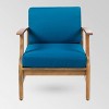 Mark 5pc Acacia Wood Club Chairs & Fire Pit - Teak/Blue/Brown - Christopher Knight Home - 3 of 4