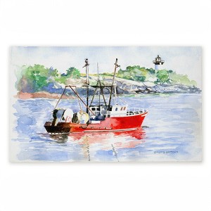 Stupell Industries Tranquil Drifting Boat Printed Outdoor Door Mat, design by Greg Gorham, 18"x30" - 1 of 4