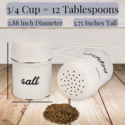 White Enamel Coated Metal Salt and Pepper Shaker Set