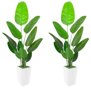 Artificial Bird of Paradise Tree , Faux Bird of Paradise Tree with Tall White Planter, Ideal for Home Decor and Housewarming Gift - 1 of 4