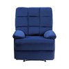 Reclining Chair Velvet Upholstery Square Tufted Back Pillowtop Arms Solid Wood Furniture - 4 of 4