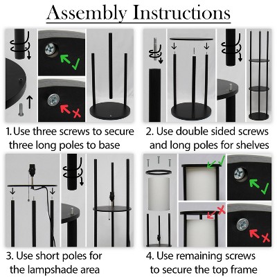 Navy Modern Shelf Etagere Floor Lamp with USB Charging Ports