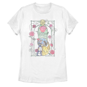 Women's Beauty and the Beast Distressed Classic Love Stained Glass T-Shirt - 1 of 4