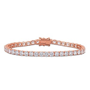 EVERLY JEWELRY | Rose Plated Sterling Silver 19.40 CT TGW Cubic Zirconia Tennis Bracelet, 7.5 inch - 1 of 4