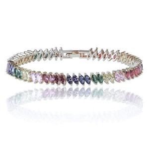 Hollywood Sensation Rainbow Cubic Zirconia Tennis Bracelet with Rainbow Marquise Stones - 1 of 3