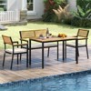 Tangkula Set Of 4 Patio Furniture Set Outdoor Dining Chair Set for 4 w/Acacia Wood & Metal Frame Umbrella Hole 1 Table 2 Armchairs 1 Bench - 3 of 4