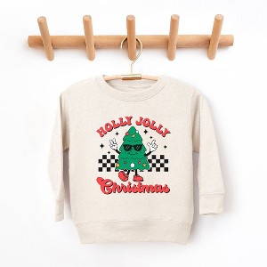 The Juniper Shop Holly Jolly Christmas Tree Youth Ultra-Soft Graphic Sweatshirt - M - Natural - 1 of 3