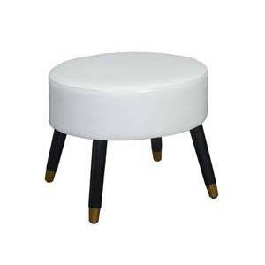 Mid-Century Modern Ottoman Stool White Faux Leather - Breighton Home