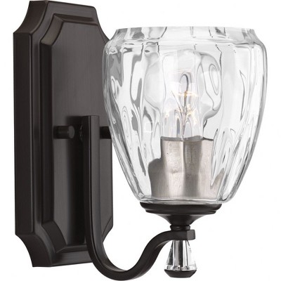 Progress Lighting Anjoux 1-Light Wall Sconce, Antique Bronze, Clear Water Glass Shade