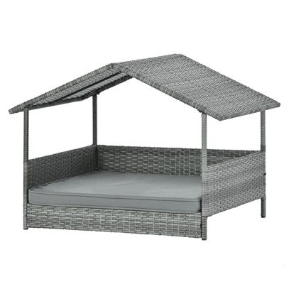 DSVIMOY Dog Bed, Pet Bed, Pet Enclosures, Seasonal Pet Furniture, Dog Bed With Curtain, Dark Gray, 38.5"*27.24"*28.75"