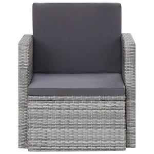 vidaXL Armchair Outdoor Patio Single Sofa Chair with Cushions Poly Rattan - Gray - 1 of 4
