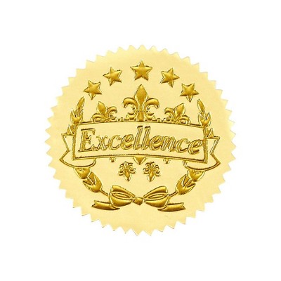 Best Paper Greetings 96-Piece Excellence Embossed Gold Certificate Seals Award Stickers, 4.6 x 6.6 in