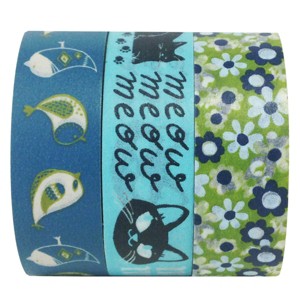 Wrapables Meow Meow Tweet Washi Masking Tape (Set of 3) - 1 of 3