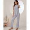 Lounge Sets for Women Ribbed Kint Side Slit Tank Tops with Pant Spring Outfits for Women Sleeveless Lounge Sets Crew Neck Pajama Sets - 3 of 4