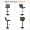 Sapphtopaz 2PCS Modern Swivel Bar Stools with PU Upholstered Adjustable Height 22.2"-31" Barstools with Back Counter Stool for Kitchen Island - 4 of 4