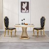 47 Inch Modern Style Round Dining Table, Table with High Gloss Top, Faux Marble Dining Table with Silver Stainless Steel Base-Cuddlewood - 2 of 4