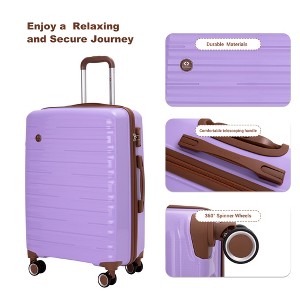 Vynxaria Purple PP Hard Shell 5-Piece Luggage Set 20/24/28" Suitcases with Travel Toiletry Bags TSA Lock Durable Design - 1 of 4