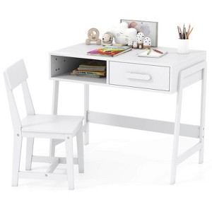 Safstar Kids Desk and Chair Set with Storage Drawer and Hutch, Student Writing Desk Set - 1 of 4