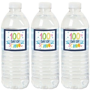 Big Dot of Happiness Happy 100th Day of School - 100 Days Party Water Bottle Sticker Labels - Set of 20 - 1 of 4